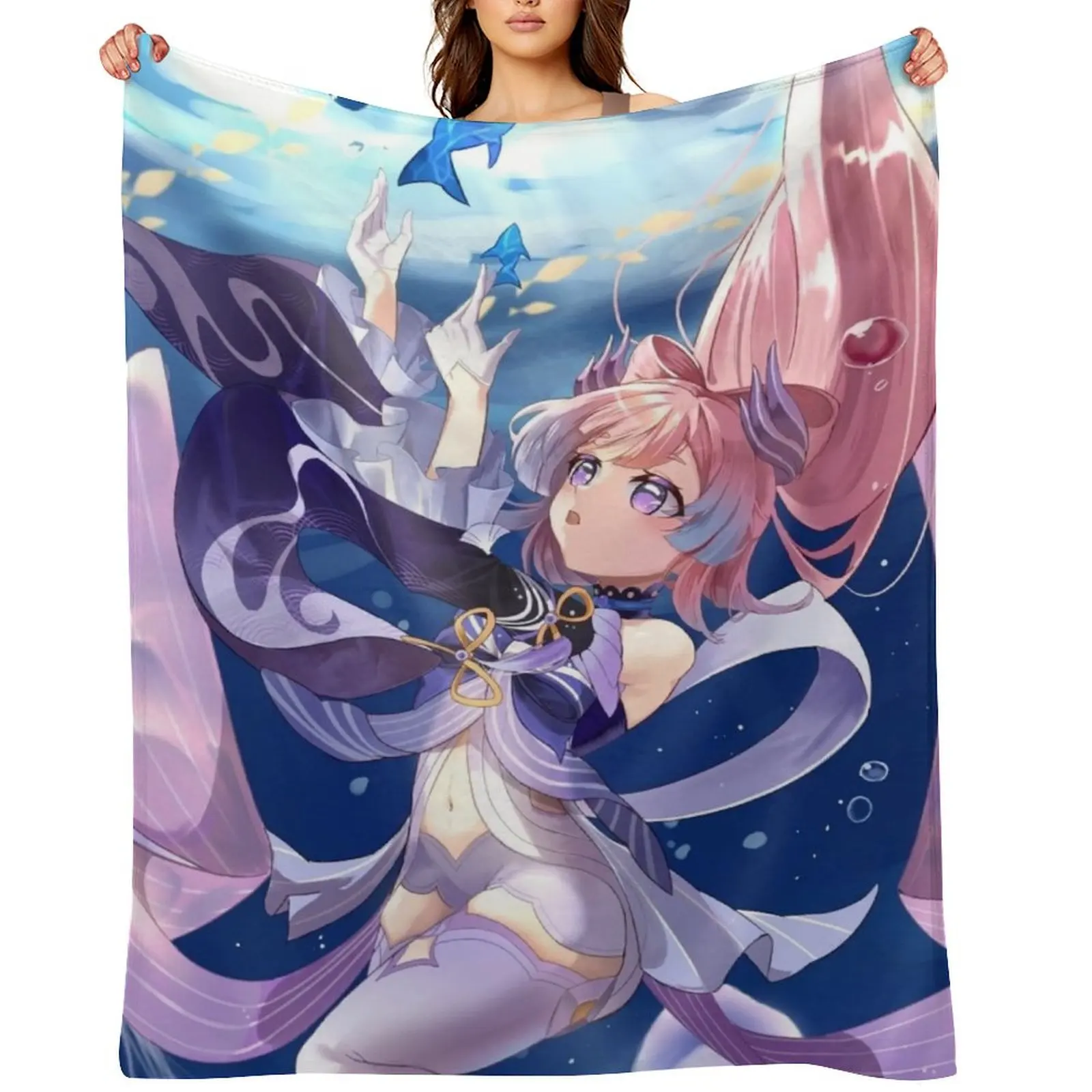 

Sangonomiya Kokomi Throw Blanket Soft Beds valentine gift ideas Moving Multi-Purpose Blankets