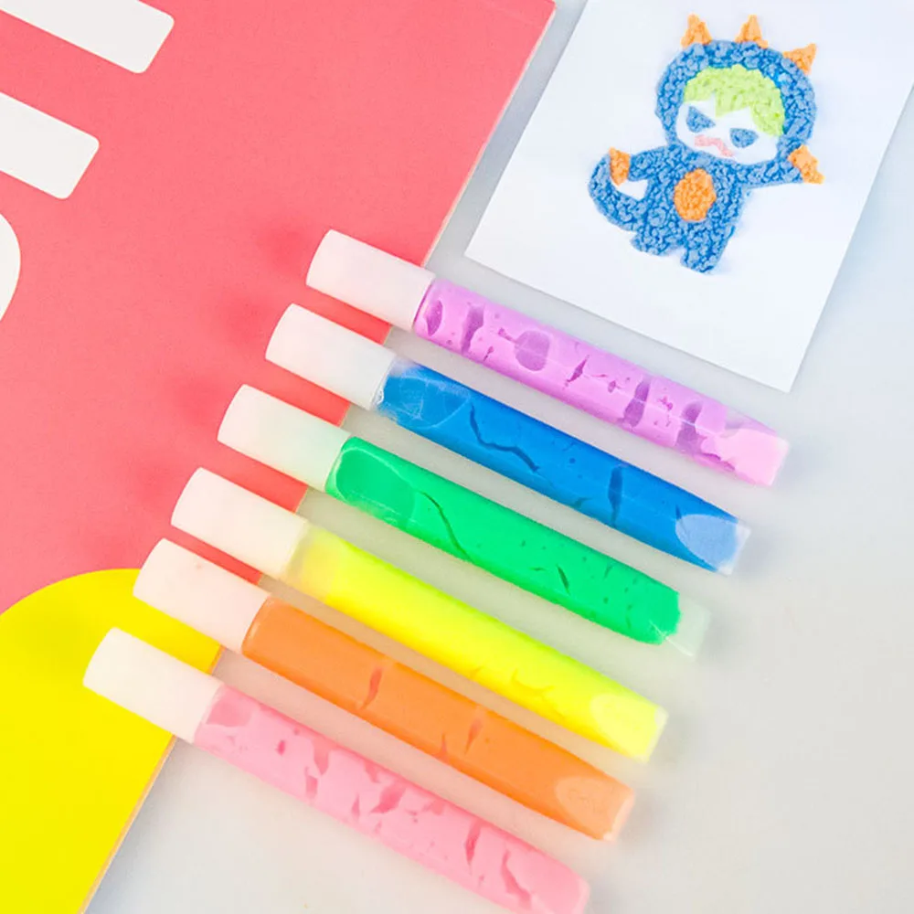 

6pcs Art Doodling Pen 3d Color Popcorn Diy Art Painting Pen Tools Kit For Boys Girls Kids Home School Children's Day Gift