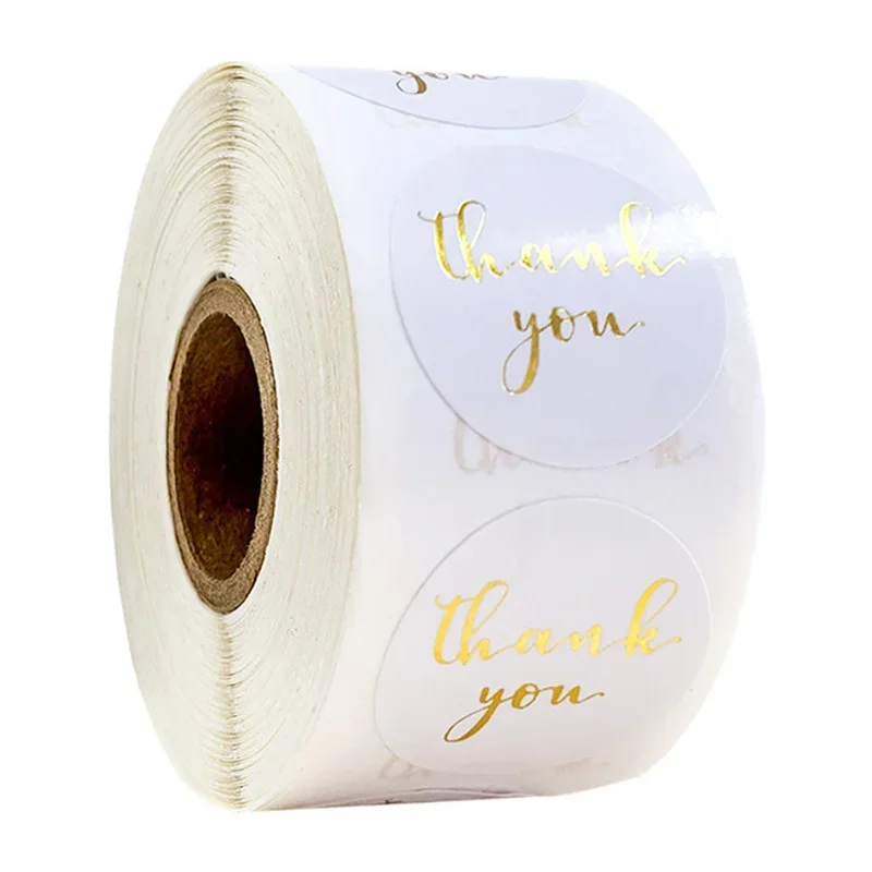 500pcs Round Labels Kraft Paper Thank You Sticker Dragees Candy Bag Flower Gift Box Cake Boxes and Packaging Wedding Stickers view 2