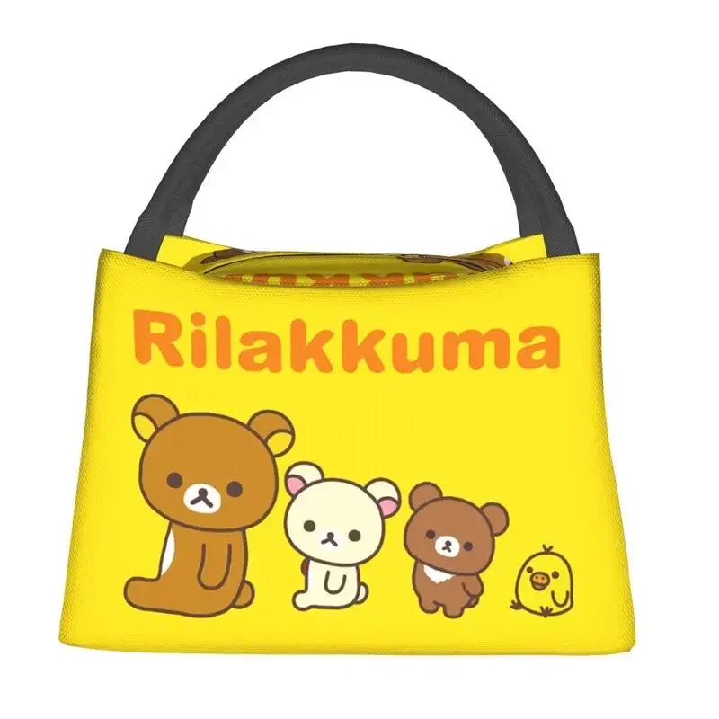 Kawaii Cartoon Rilakkuma Bear Insulated Lunch Bags for Work Office Portable Cooler Thermal Lunch Box Women