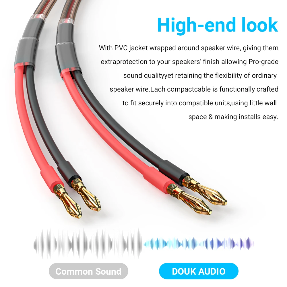 كابل مكبر صوت HiFi مطلي بالذهب نظام مكبر صوت 4N عالي الجودة من النحاس النقي الخالي من الأكسجين مع قابس الموز (كابل فردي لمكبر صوت واحد)
