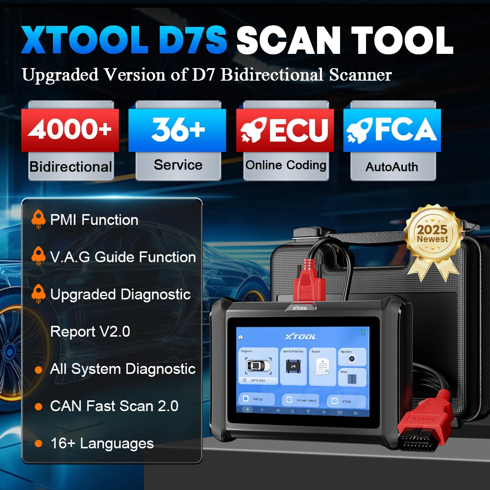 Автоматический диагностический инструмент XTOOL D7S, CANFD &DOIP & FCA, кодирование ECU, автомобильный сканер с двунаправленным управлением, IMMO, 36 сбросов, бесплатная доставка