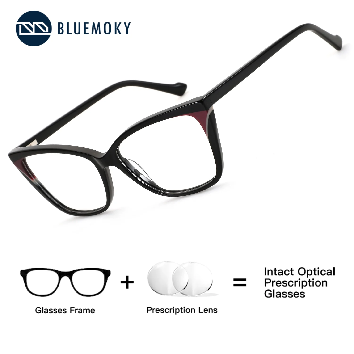 

BLUEMOKY Acetate Butterfly Prescription Glasses Custom for Women Anti Blue Light Photochromic Graduated Woman Eyeglasses