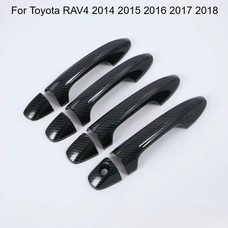 

For Toyota RAV4 2014 2015 2016 2017 2018 carbon fiber pattern black handle sticker, door handle decoration for door handles