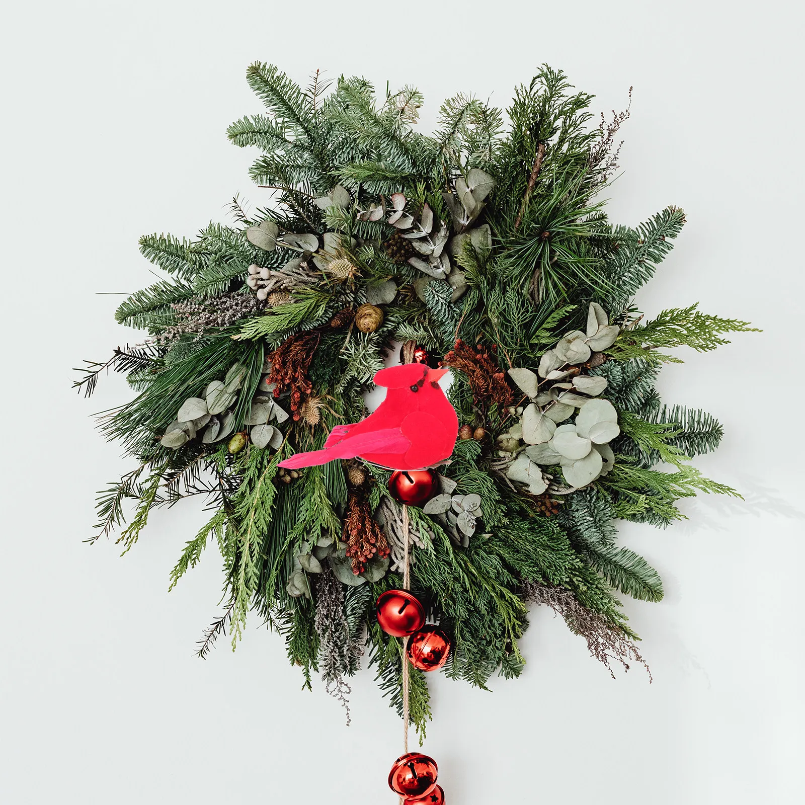 6Pcs Artificial Cardinal Birds with Clip Lifelike Bird Decor with Clip for Christmas Wreath Micro Landscape Green Plant Garden