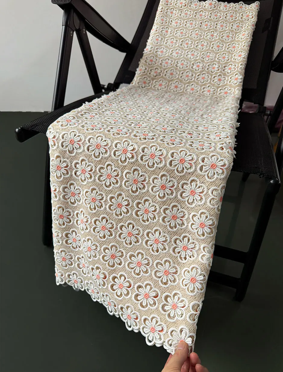 Water Soluble Lace Soft Embroidery African Guipure Cord Lace Fabric Nigerian Tailor DIY Women Sewing Wedding Dress Without Stone
