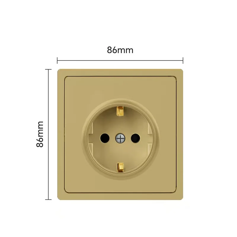 Gold Gray Wall Light Push Button Switch German Socket 86 Type 2 Way Control Wall Mounted EU Socket For Home Improvement