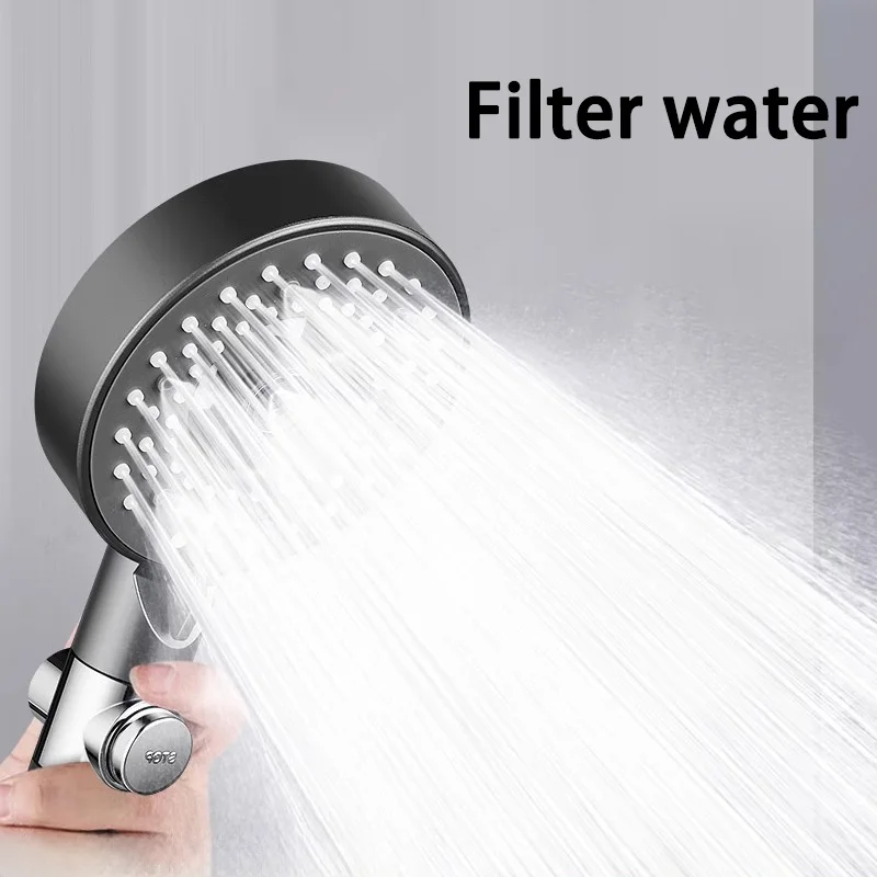 5 Modes Pressurized Shower Head Turbocharging Enhanced Version Big Water Outlet Filter Shower Nozzle Bathroom Accessories