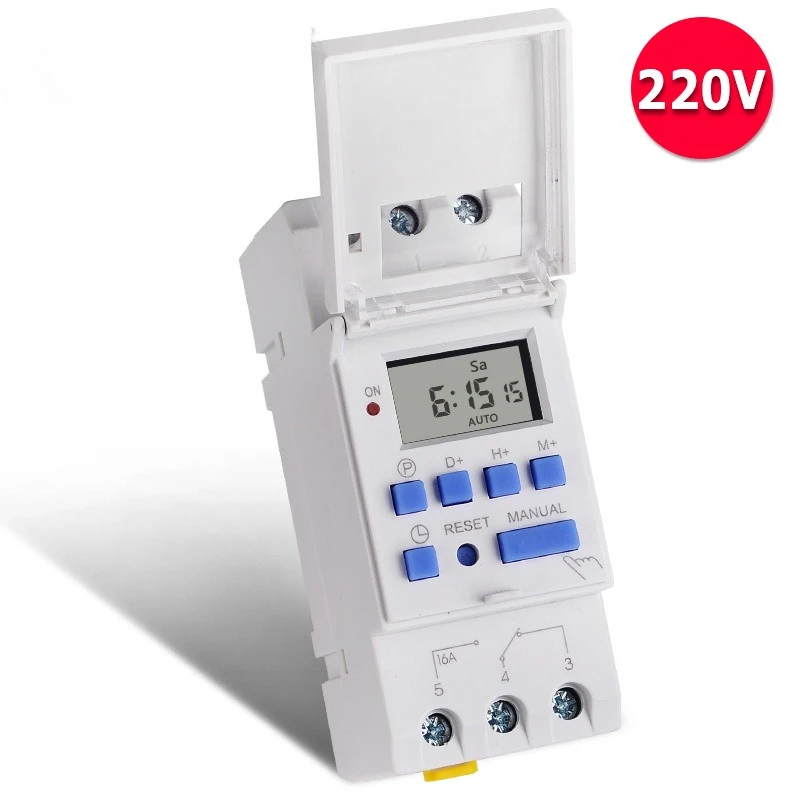 TM615-2 Programmable Timer, Time Switch, Energy Saving Timing Control Rail Mounted 220V AC