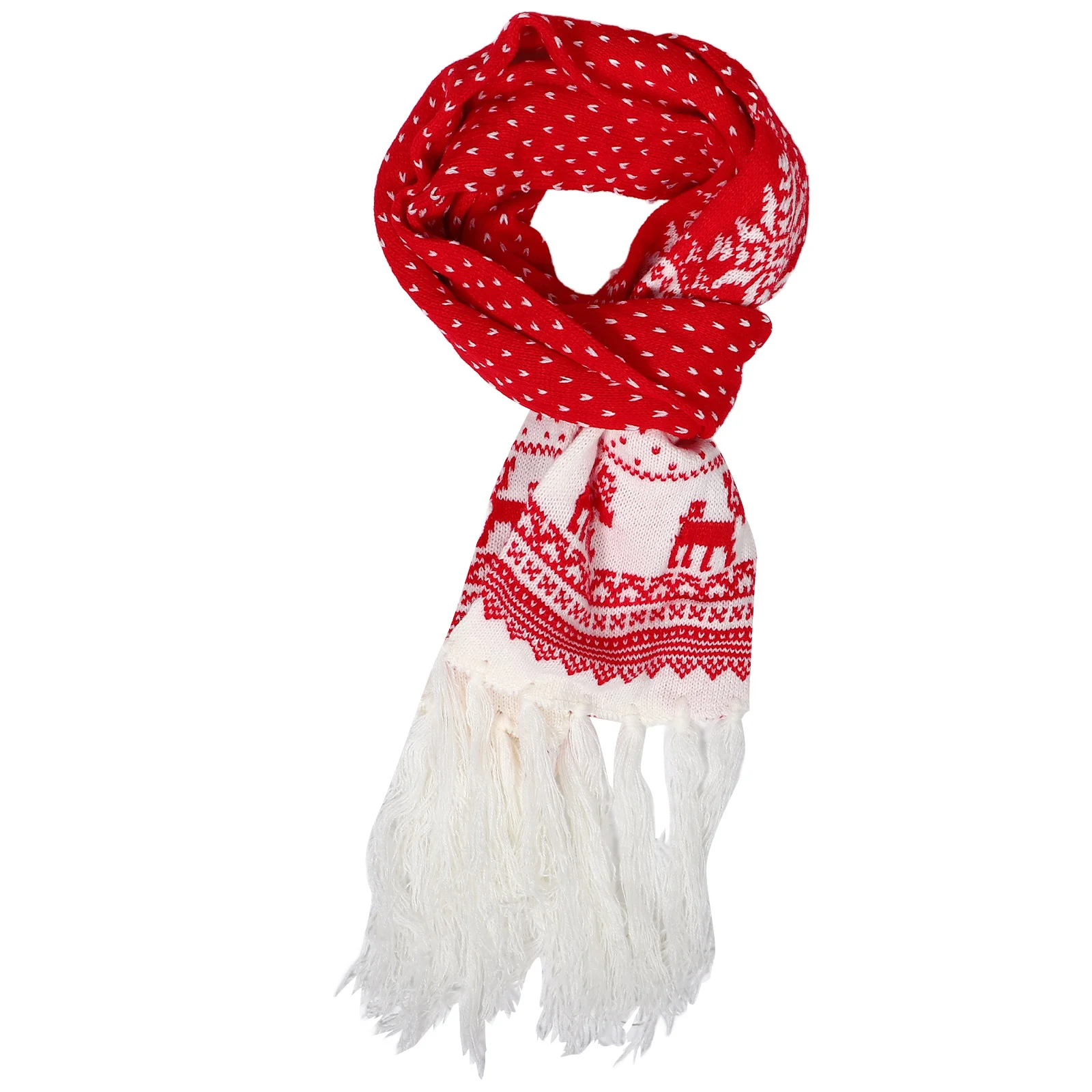 Bufanda gruesa de Navidad, bufanda cálida para otoño e invierno, bufanda protectora contra el frío, bufanda larga informal con puntos de copo de nieve y alce, regalo de Navidad para mujer