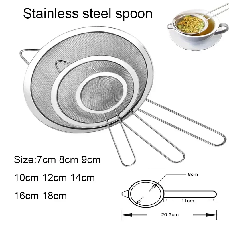 

Stainles steel mesh 1-4Pcs/set ,sturdy handle and mesh very suitable for screening dry ingredients,flour,pasta,rice etc