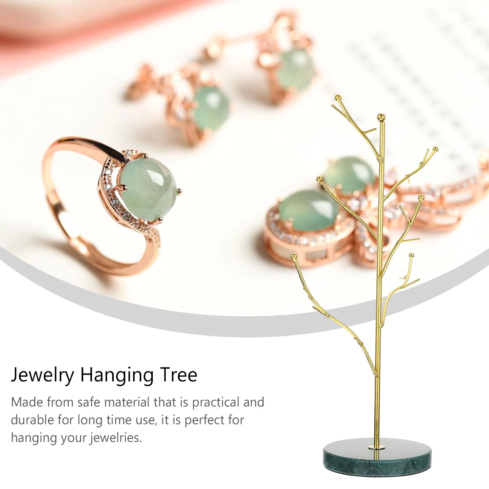 

1pc Marble Jewelry Stand Tree-Shaped Organizer For Desktop Dresser Decor Hanging Rack Display Bedroom Study Decoration Gift