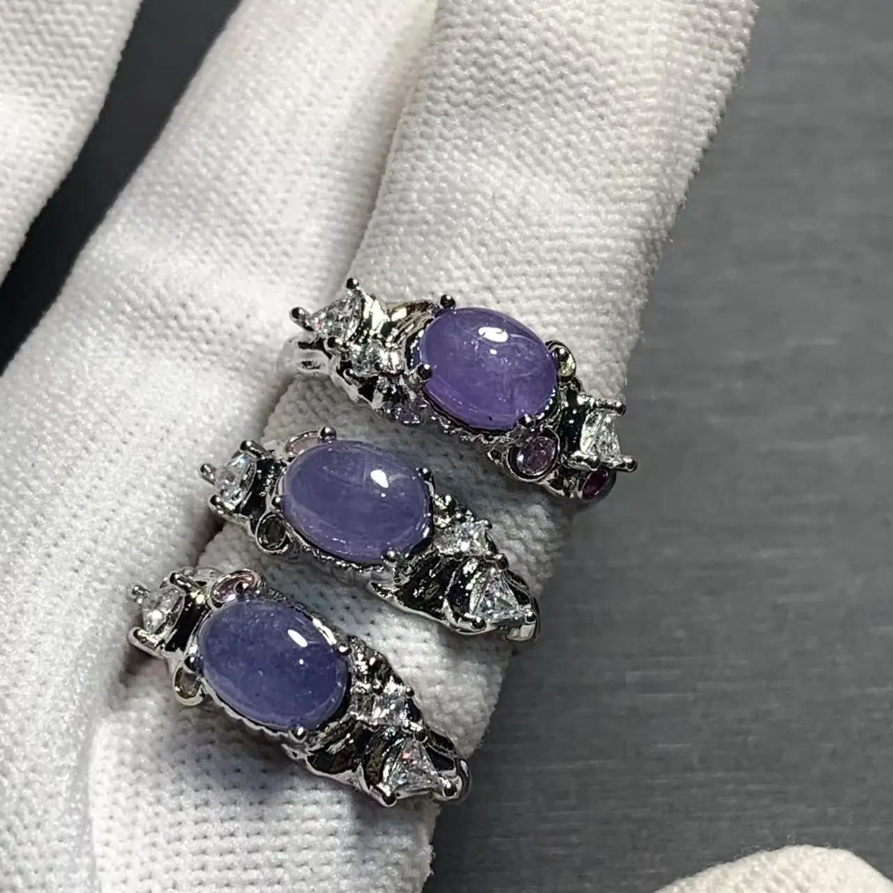 40 Natural Tanzanite Ring Adjustable Female Ring ZIRCON PAVE Jewelry for Women Gift Wholesale High Quality Vintage Fine