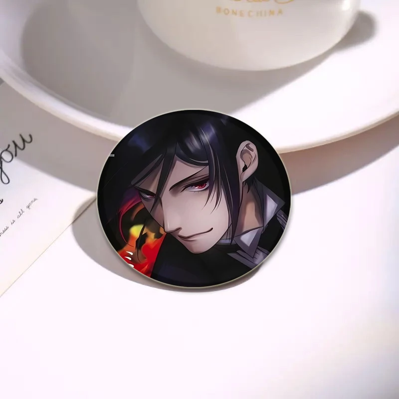 Anime Black Butler Badge Sebastian·Michaelis/Ciel Phantomhive Cartoon Brooches for Creative Lapel Pin Round Soft Decoration Gift