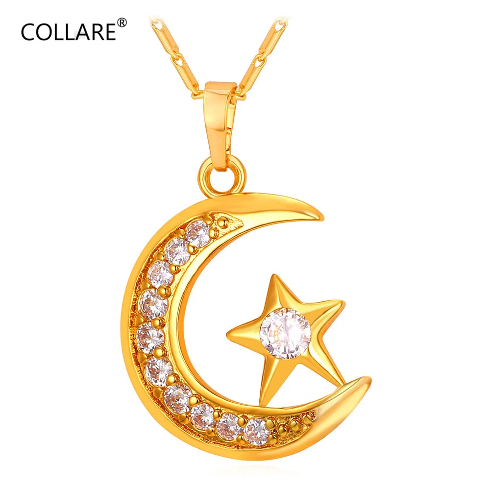 

Gift Statement Islamic Jewelry I Love You to The Moon and Back Crescent Moon Star Pendant Necklace CP505