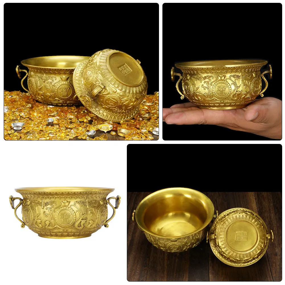 1 قطعة النحاس الذهبي منحوتة الوفرة زخرفة غرامة براعة سطح المكتب ديكور للمنزل مكتب مهرجان هدية الحظ رمز المطبخ #1