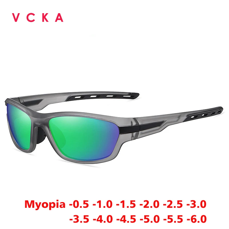 

VCKA Square Men Polarized Myopia Fishing Sunglasses Womens UV400 Anti Glare Sun Glasses Driving Custom Prescription -0.5 TO -6.0