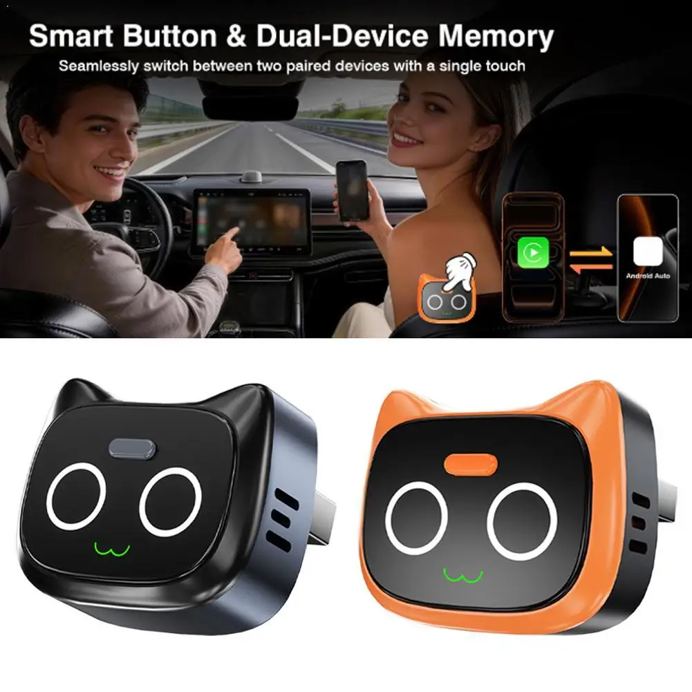 2 in 1 Wired to Wireless Carplay Android Auto Adapter Stylish Update One-touch Disconnect Smart Plug And Play WiFi Car Kit