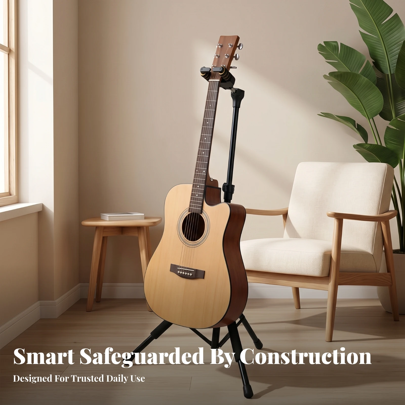 Folding Guitar Stand Foldable Tripod Guitar Stand Music Gear Padded Foam-Covered image 3