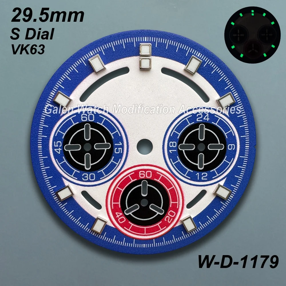 29.5mm S Logo Panda DTN Diamond Dial Fit VK63 Quartz Movement Green/No Luminous High Quality Watch Modification Accessories - view 6