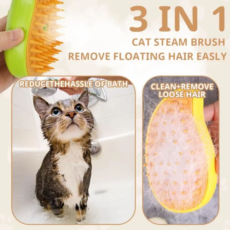 Steam Brush Cat Hair Steam Brush  Electric Spray Steamy Cats Brush Pet Comb Grooming Removing Tangled and Loose Cats Accessorie