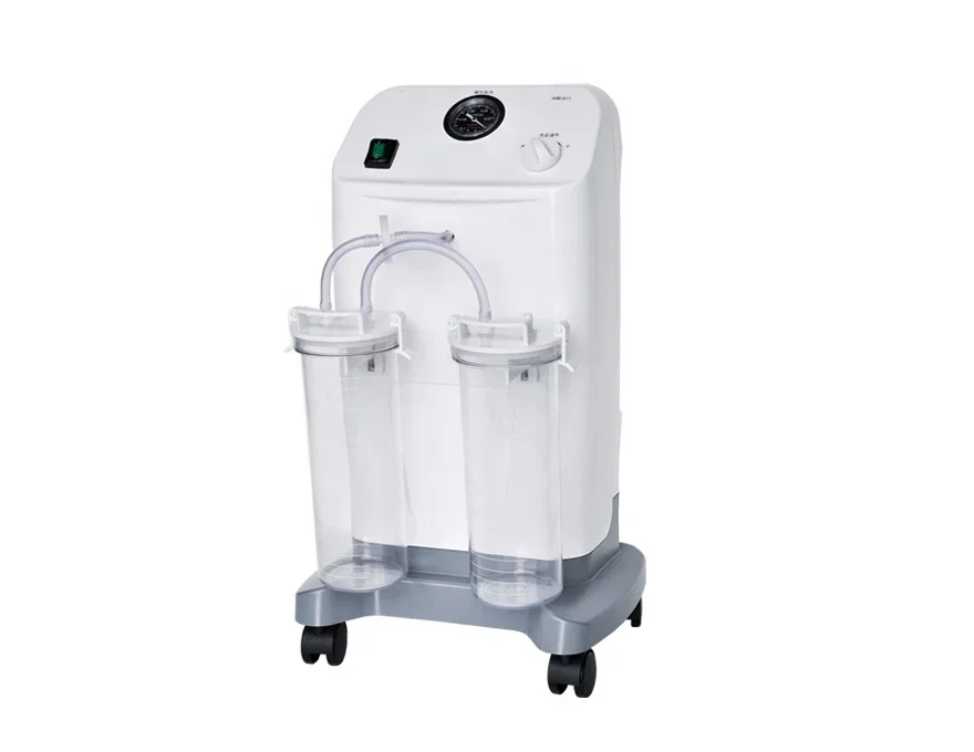 New Portable Electric Vacuum Suction Apparatus Mobile Type Double Bottle Surgical Suction Pump Professional