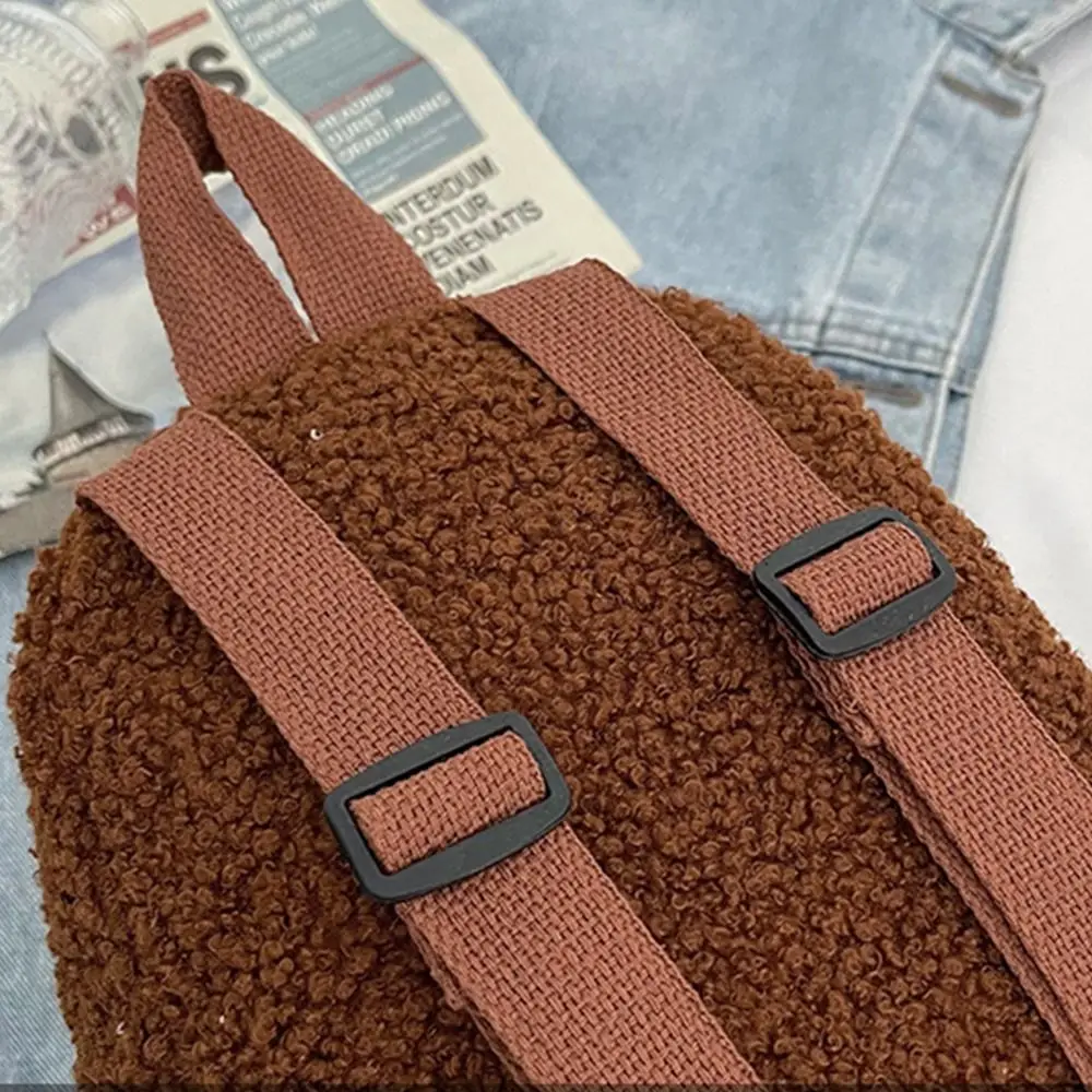 Casual Creative Plush Backpack Fuzzy Adjustable Shoulder Straps Mini Women\'s Backpacks Cute Solid Female Bag Travel