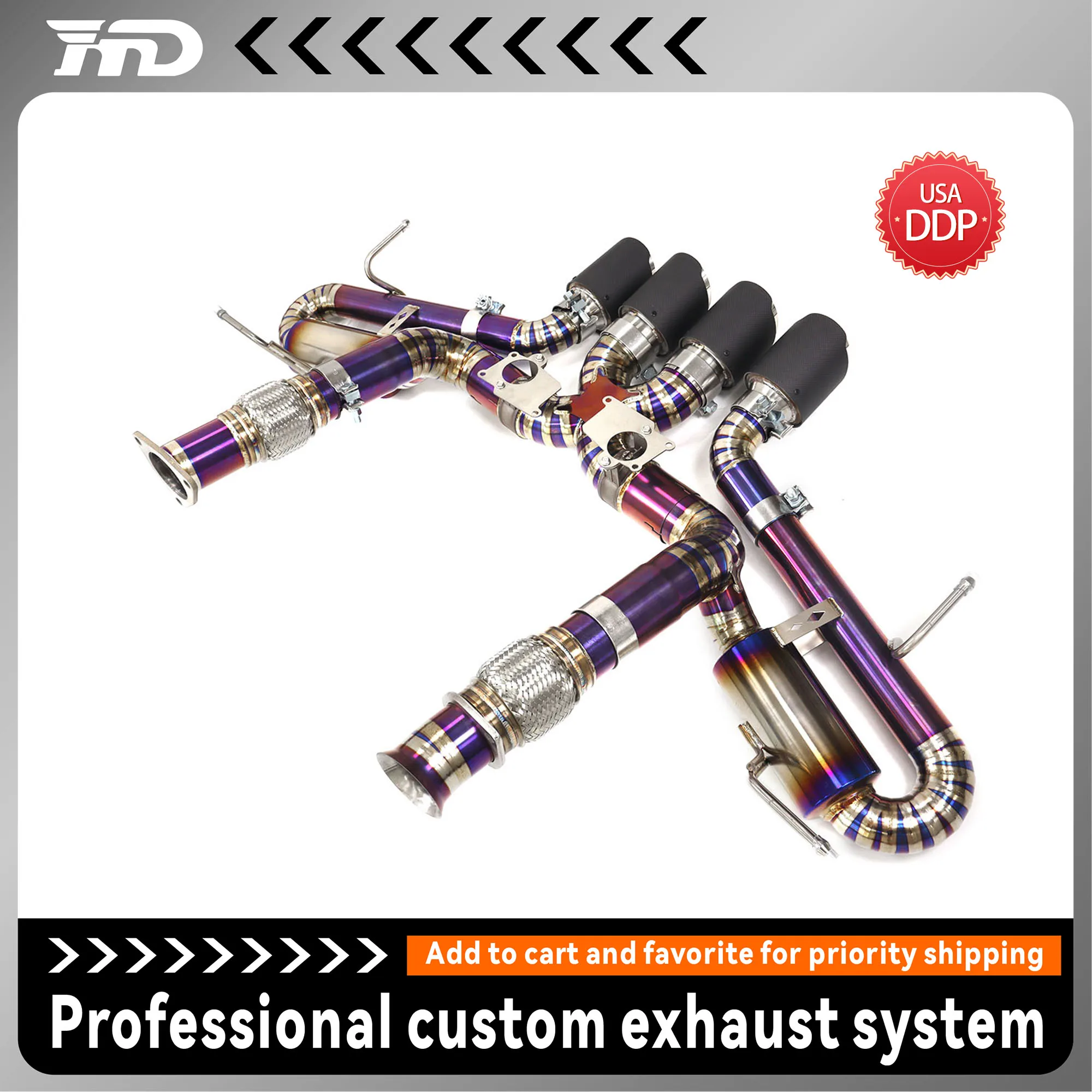 

for Corvette C8 Z06 5.5L V8 Exhaust System Purple Tips with OEM Valve Control - Midpipe & Axle-Back for Chevrolet Sports Car