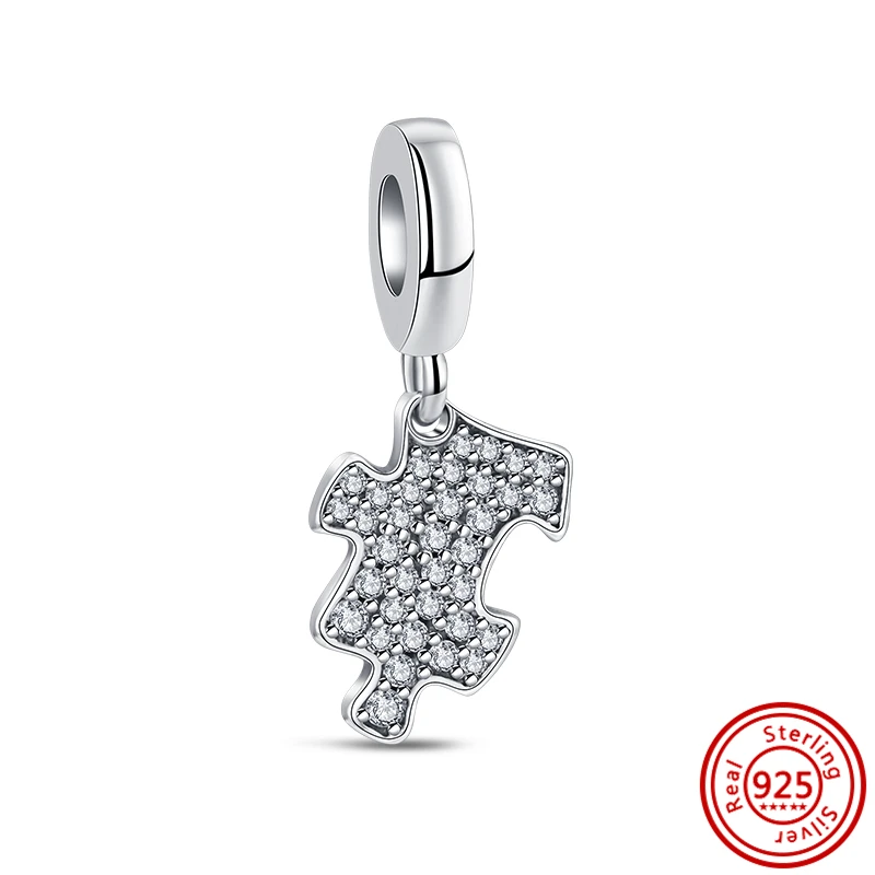 925 Sterling Silver Puzzle Pulseira para Mulheres, Navio Balão, Chapéu Sombrero, Chinelos, Contas Dangle, Se Encaixa Original Pandora Charm Bracelet, Jóias DIY