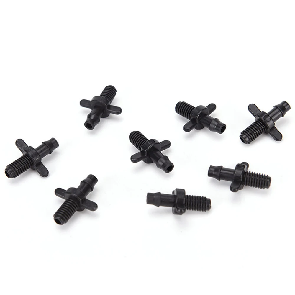 100pc Garden Irrigation Splitter Adapter Connector 6mm Thread Size Fits For Barb Fittings and 4/7mm Diameter Hose Lines
