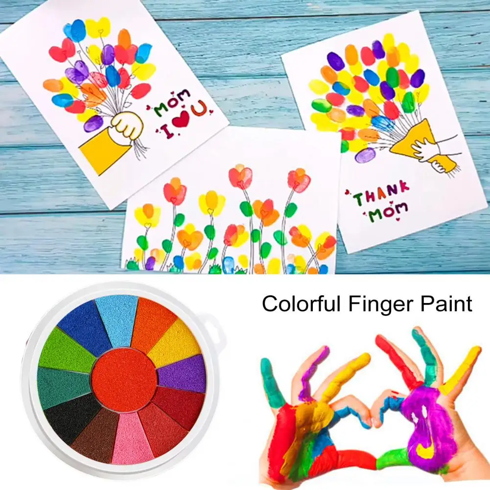 Children Finger Painting Pad Washable Finger Painting Ink Pad Set for Toddlers Portable Diy Arts Crafts Projects Color Palette