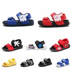 Summer Kids Girls Sandals Soft Non-Slip Beach Shoes Cartoon Mickey Spiderman Shark Children Boy Student Toddler Breathable Shoes