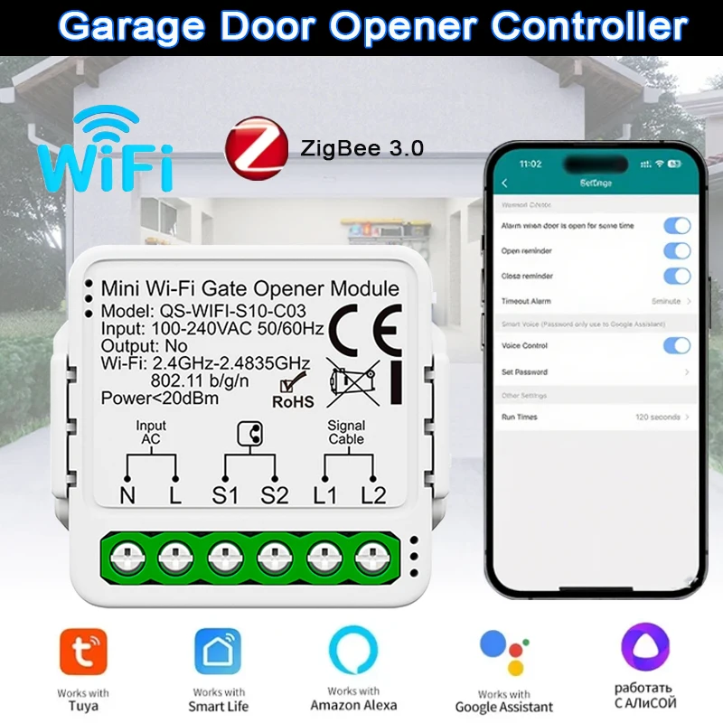 Tuya Zigbee3.0 WIFI الذكية فتحت باب المرآب تحكم وحدة تبديل وحدة تحكم المحرك التتابع مع مساعد المنزل أليكسا جوجل