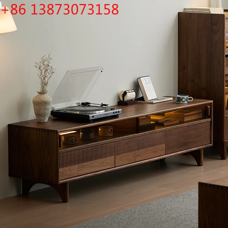 

Тумба под телевизор из черного ореха (Северная Америка), высокая тумба для гостиной из массива дерева, напольная тумба из массива дерева