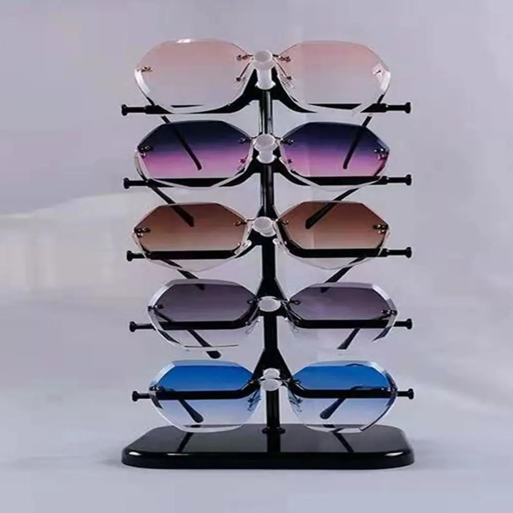 5/10 Pairs Glasses Display Stand Sunglasses Rack Shelf Eyewear Eyeglasses Frame Organizer Show Holder Tray 5 Layer Space Saving