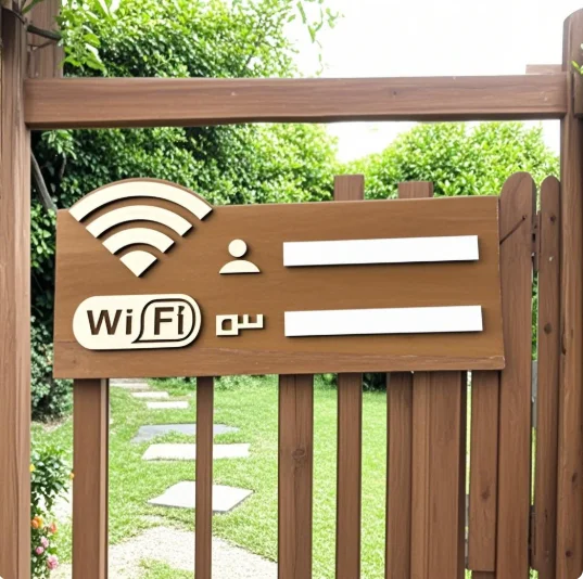 Rewritable Handwriting Account And Password Reusable WIFI Sign Wooden Wall Stickers With Marker Pen For Public Shoping Signage