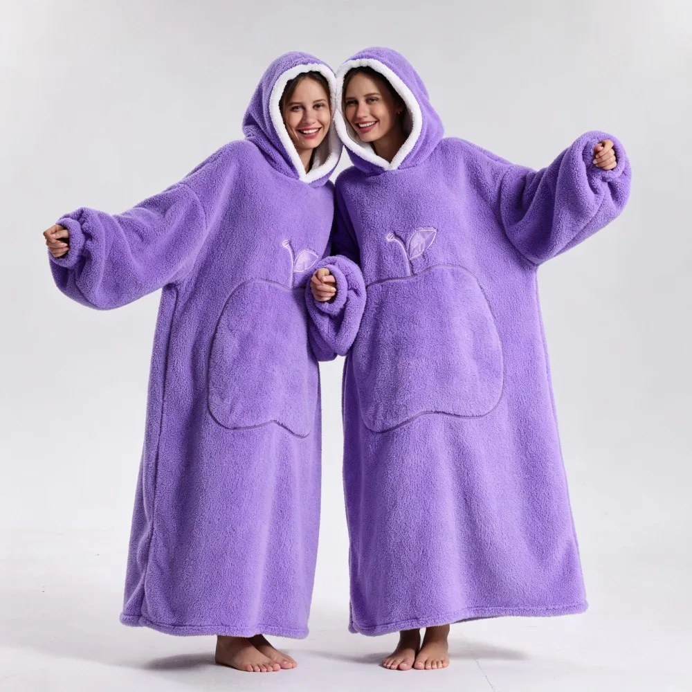 Plus Size Sweat Shirts Women Fashion One Piece Hooded TV Blankets Ladies Winter Thick Pullovers Solid Cozy Soft Sweatshirt Adult