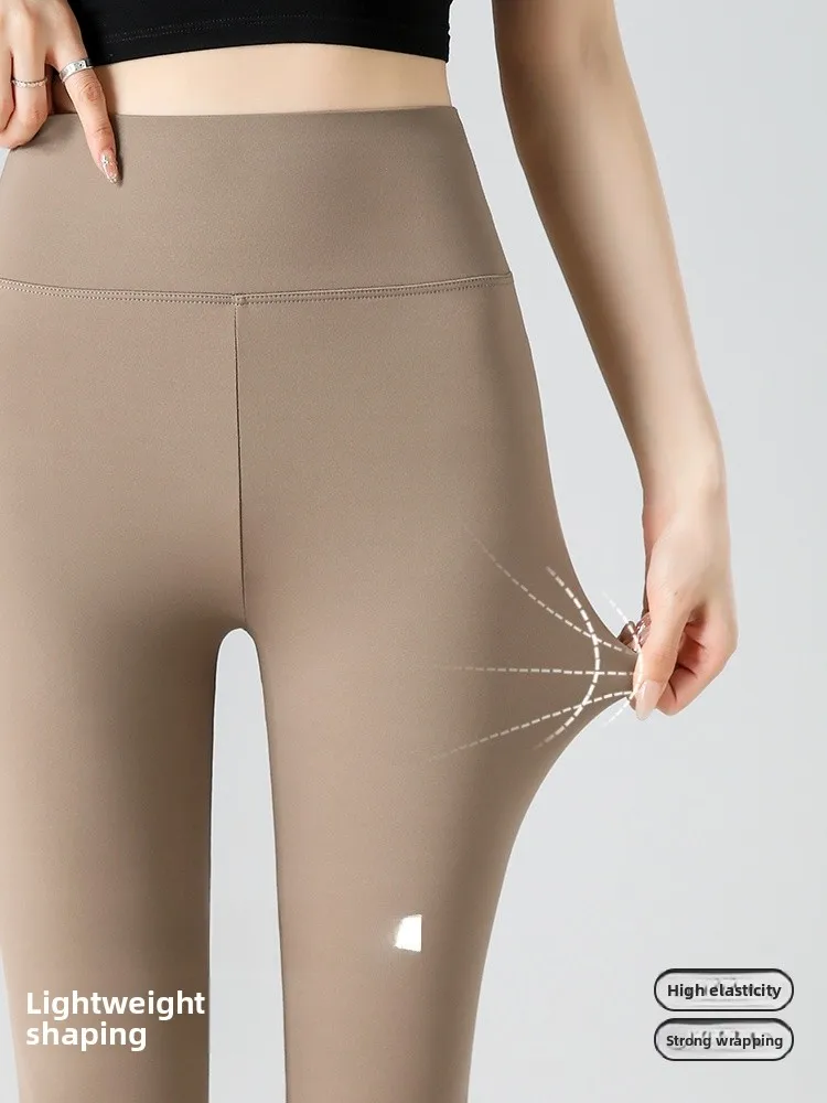 กางเกงโยคะควิ ดราย ฟิต สำหรับผู้หญิง เอวสูง กระชับ เหมาะสำหรับวิ่ง ออกกำลังกาย ใส่เล่นกีฬา ฤดูร้อน  รุ่นเซเว่น-ไฟว์ ชุดออกกำลังกาย