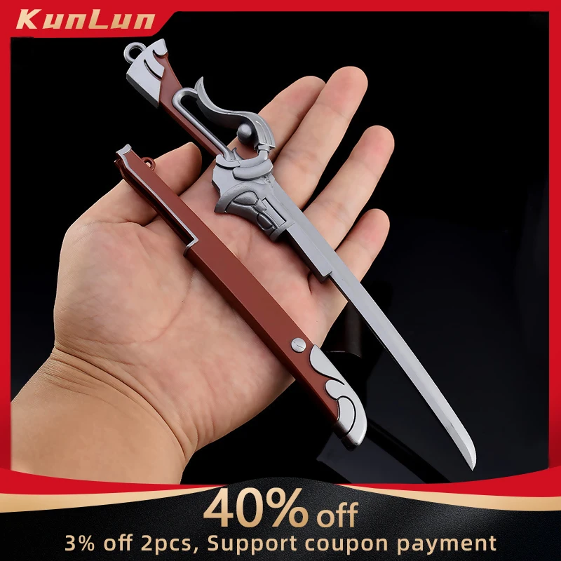 22cm Yasuo Flurry Wind Sword Western Cowboy Katana Lol Game Peripheral Cosplay Prop Mteal Ninja Samurai Knife Boys Toys Gift