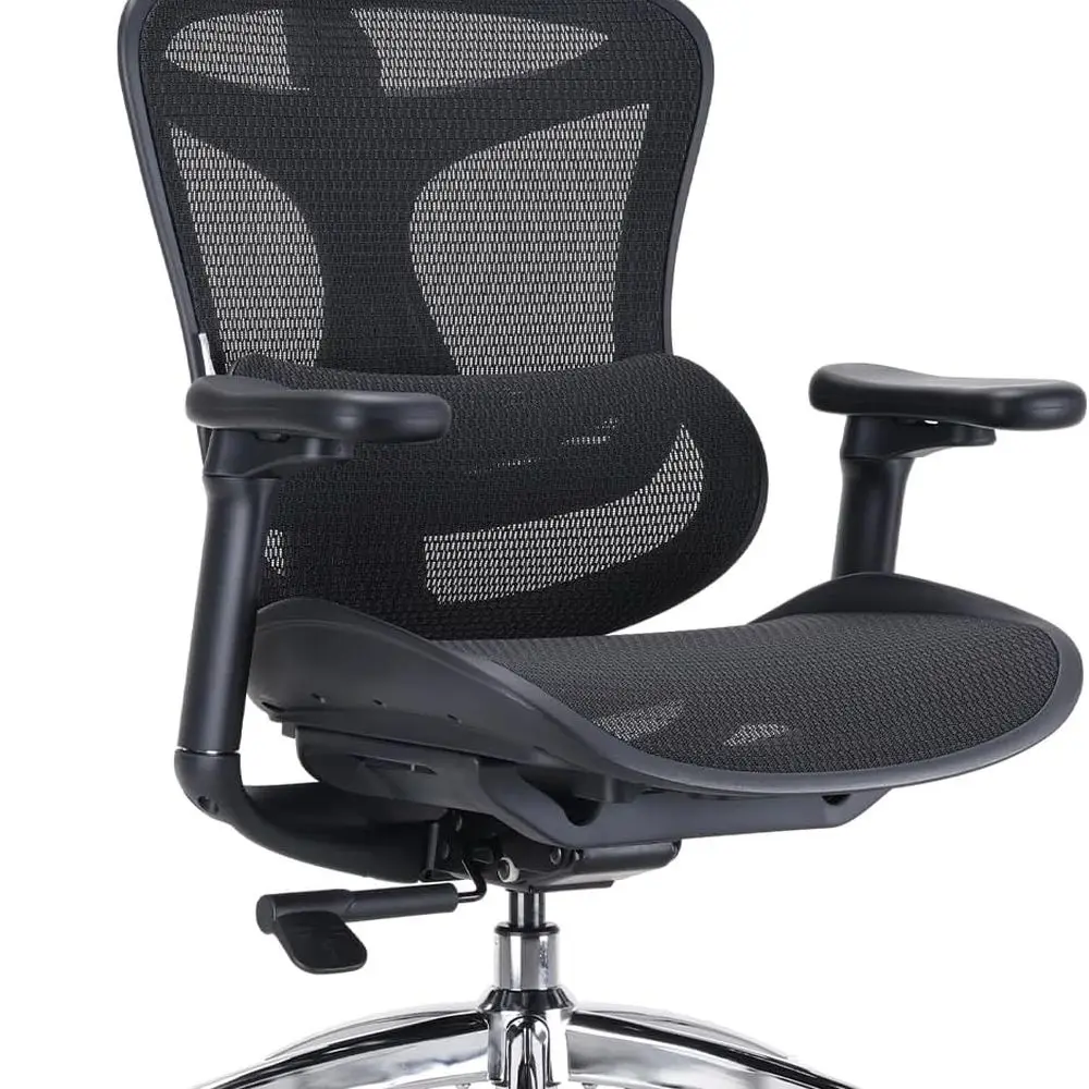 

Ergonomic Office Chair with 3D Adjustable Armrests, Lumbar Support, and Swivel Feature for Big and Tall Users - Black