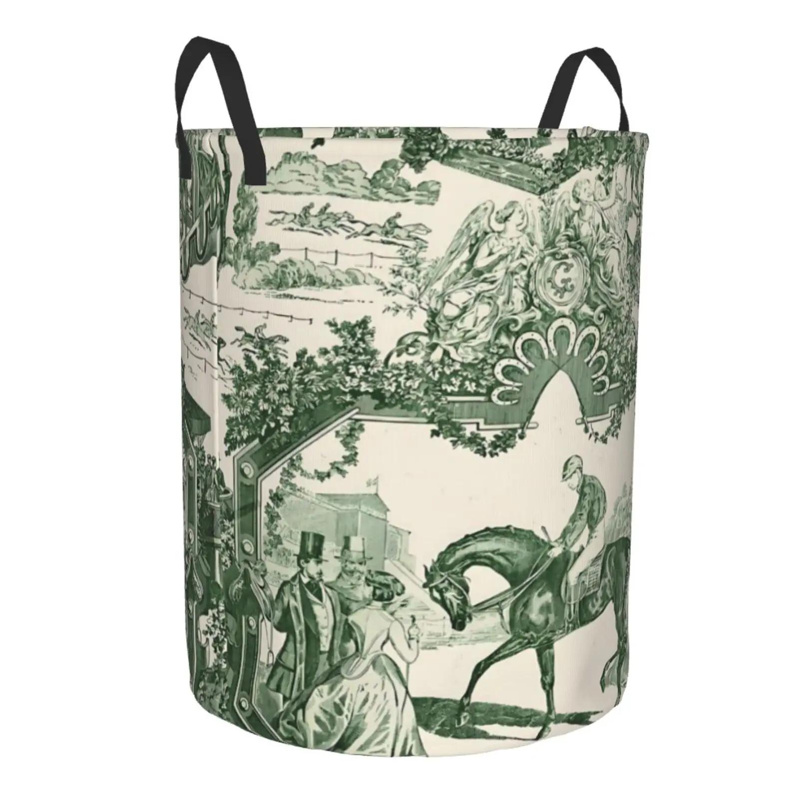 Custom Antique Vintage French Toile De Jouy Laundry Basket Collapsible Traditional France Art Hamper Toys Organizer Storage Bins