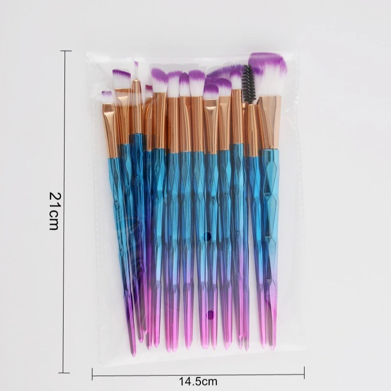 20개/세트 컬러풀 다이아몬드 메이크업 브러쉬 세트 파우더 파운데이션 블러쉬 블렌딩 아이섀도우 립 화장 브러쉬 2025