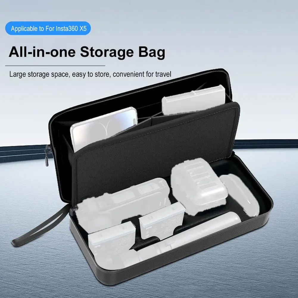 

Portable Small Case for Insta360 X5 (for Cage, Lens Cap, battery, Charger, Cable, Handle) Travel Carrying Storage Bag Hard T4D1