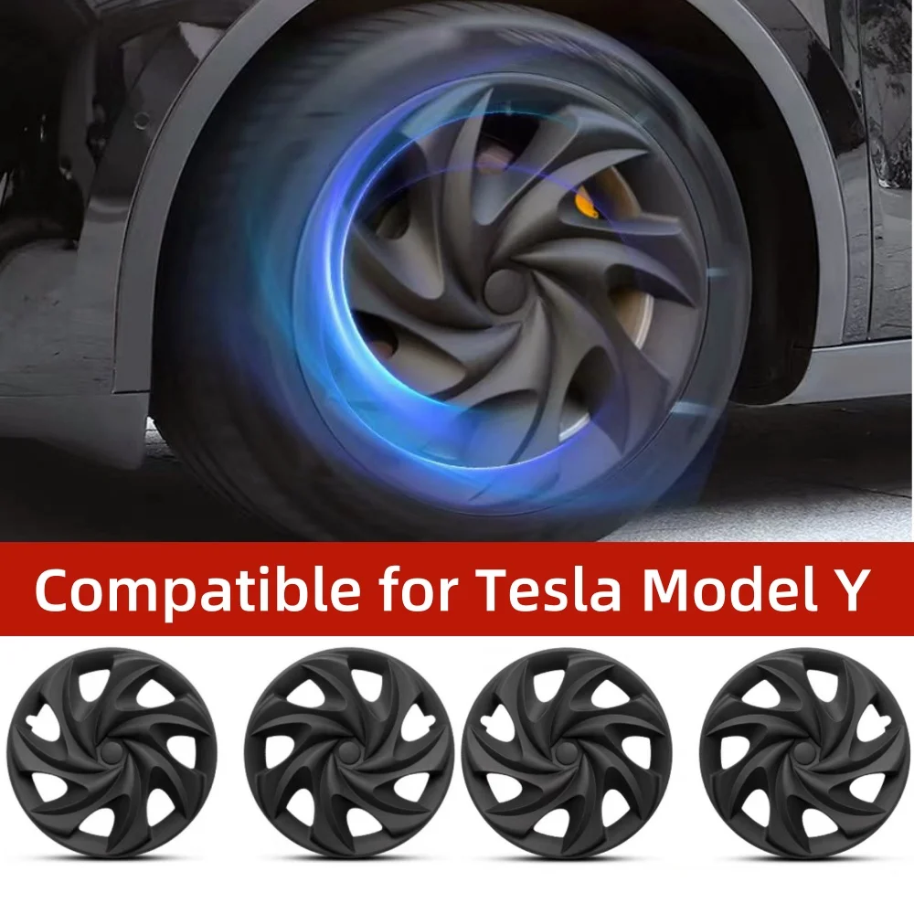 Compatibile per Tesla Model Y Hubcaps, sostituzione del cappuccio del mozzo da 19 pollici protezione dei cerchi di ricambio in ABS decorazione