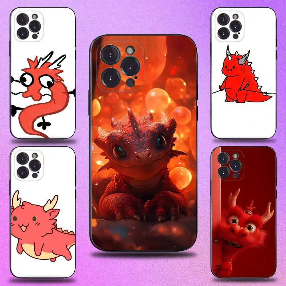 

Funny Red Dragon Phone Case For iPhone 17,16,15,14,13,12,11 Plus,Pro Max,XS,X,XR,SE,Mini,8,7,Soft Silicone Black Cover