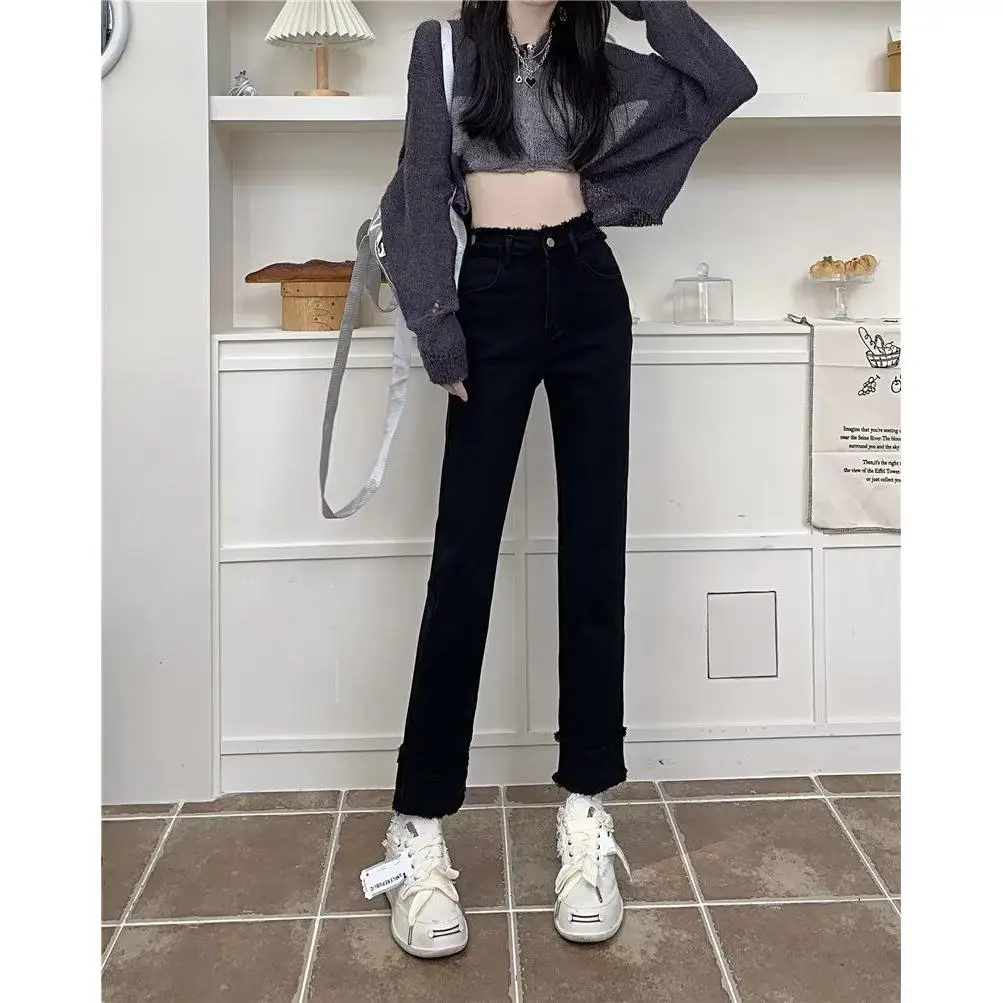 

Женские джинсы Bla с высокой талией, облегающие, прямого кроя, весна-осень, новые, модные, повседневные, из высокоэластичного хлопкового бленда