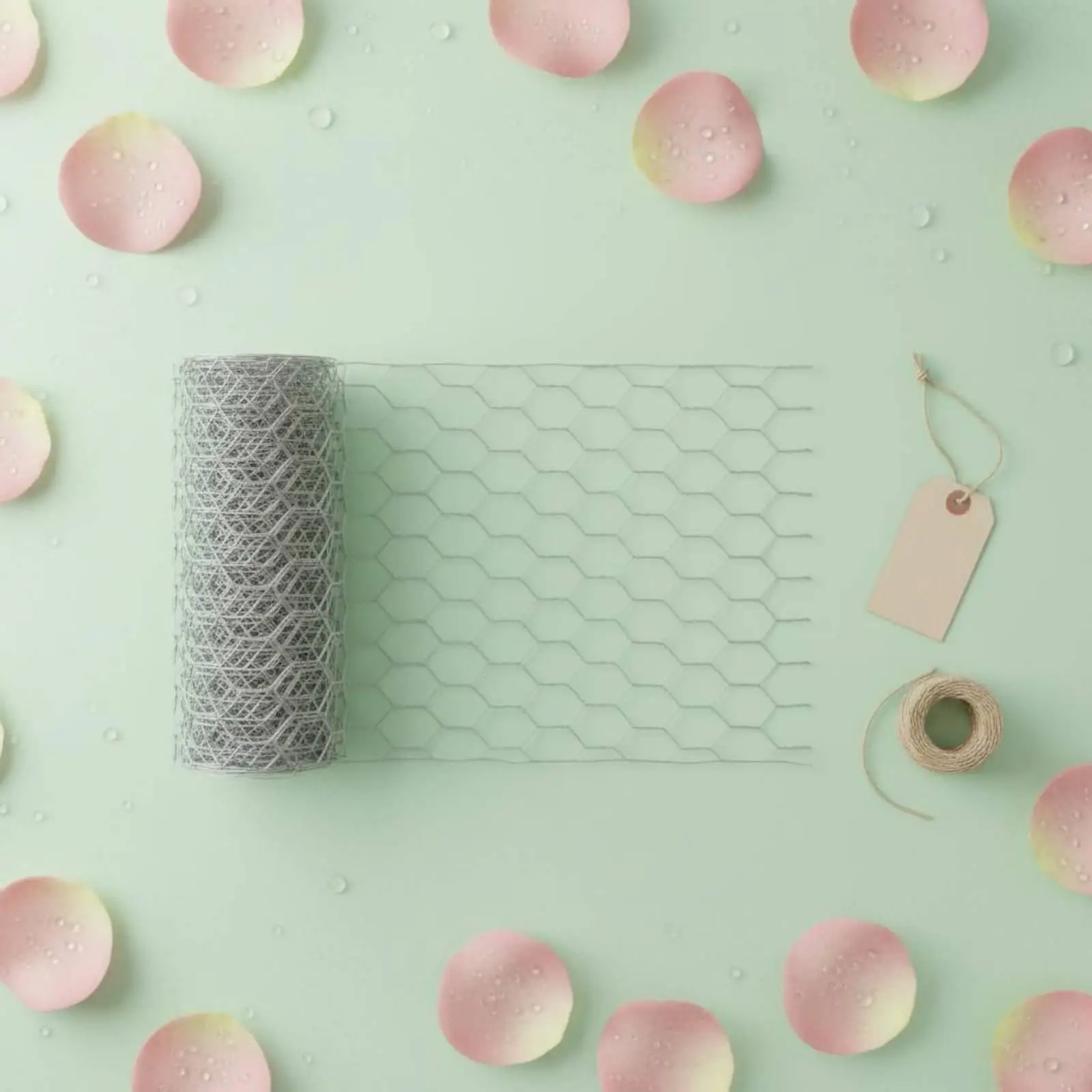 Hexagonal Wire Mesh Roll for Floral Design Sturdy Galvanized Iron Netting for Bouquet Styling and Hanging Flower Pot Support
