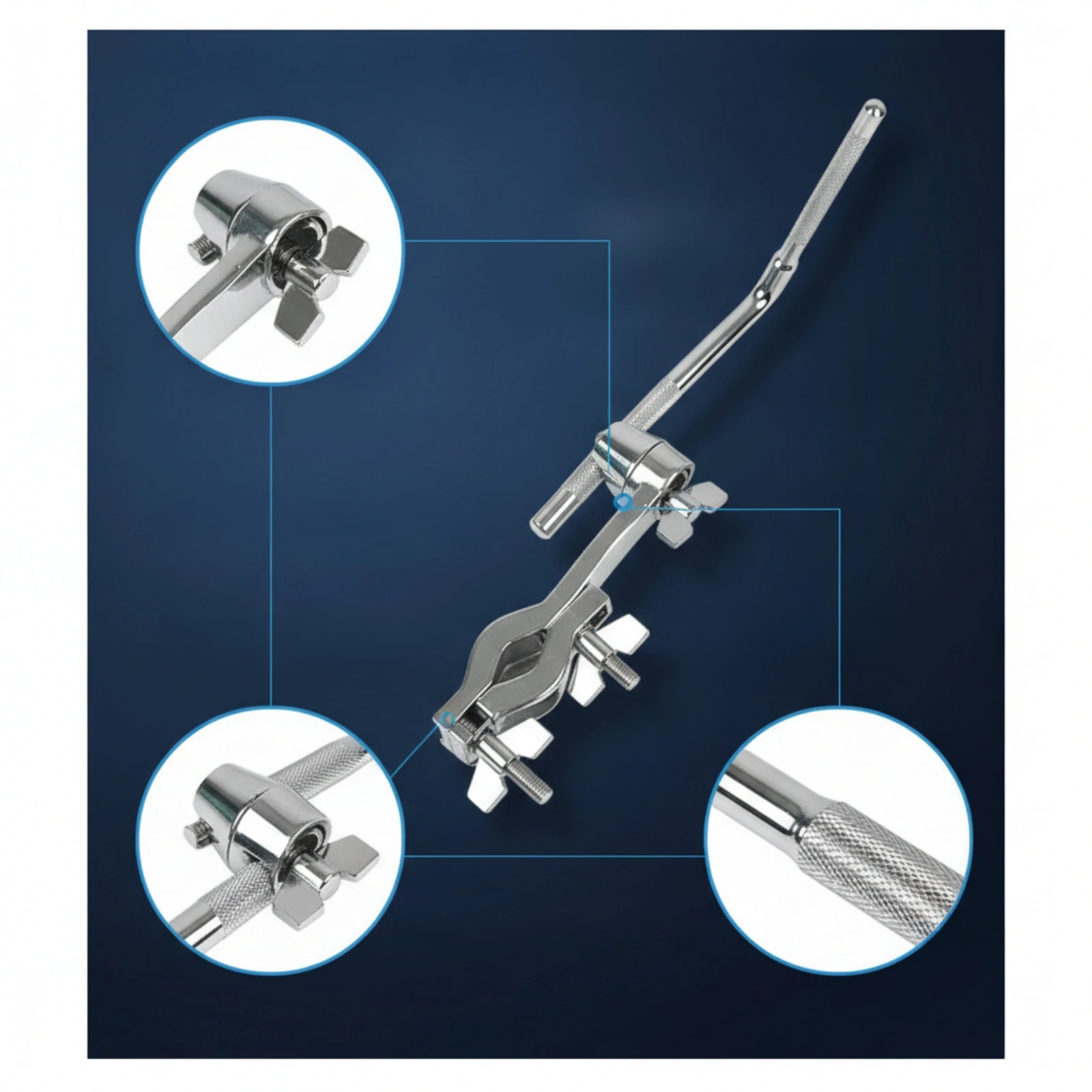 Cowbell Clamp with Mounting Post Heavy-Duty Cowbell Mount Percussion Mount Compact Hardware Sturdy for Drummers, Stage