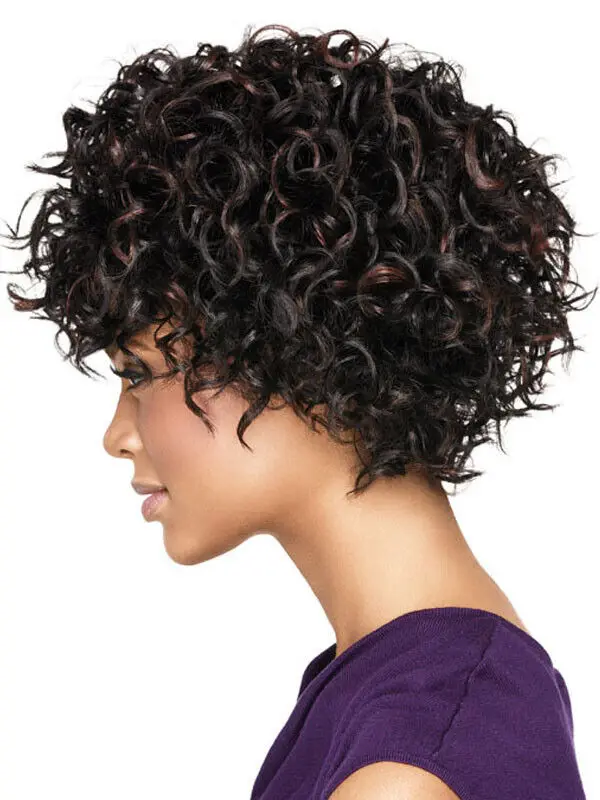 Natural Dark Brown New Short Curly Women\'s Wigs 12 Inch