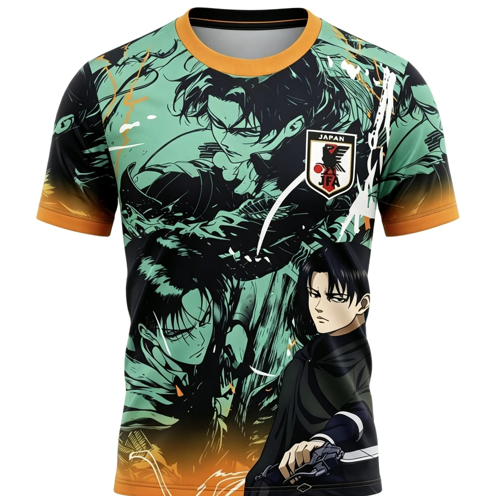 2026 Japanese Anime Football Jersey Attack on Titan Men Women Summer Sports Top Attack on Titan Quick Dry Sport 3D T-shirt